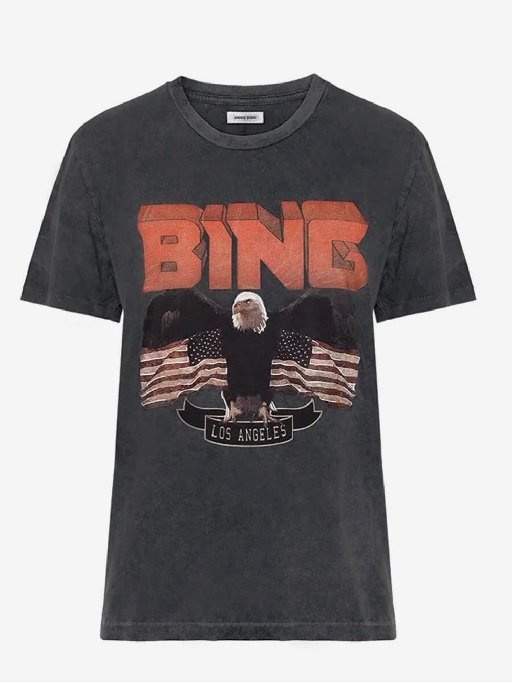 Anine Bing Black Eagle Graphic Tee with Orange Logo
